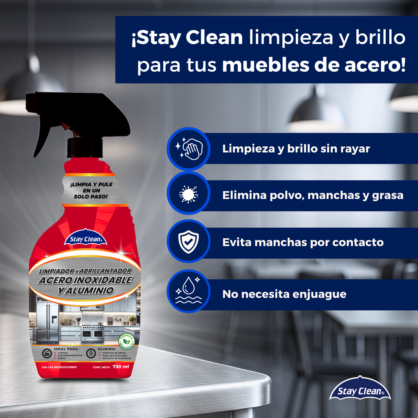 Limpiador y Abrillantador para Acero Inoxidable y Aluminio